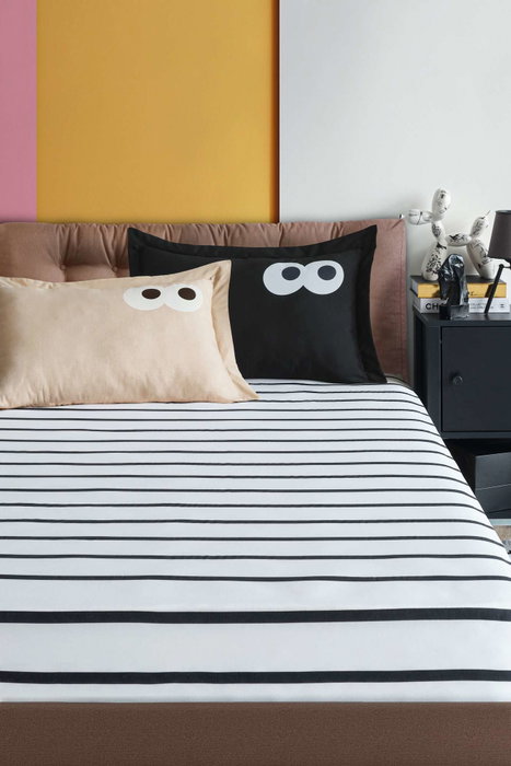 L'essentiel linge de maison Juego de Sábanas Doble Funny Cizgili - Negro